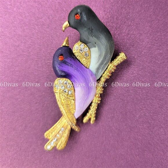 𝅺TWO Birds Brooch Pin - Picture 2 of 7